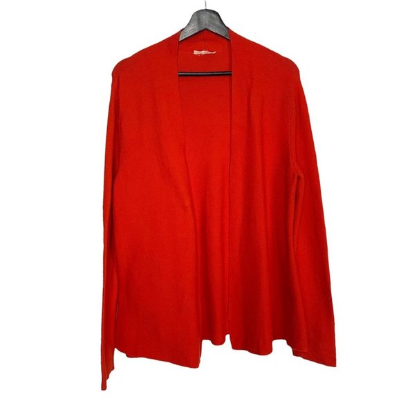 Eileen Fisher Red Open Front Cardigan Medium - Picture 1 of 7